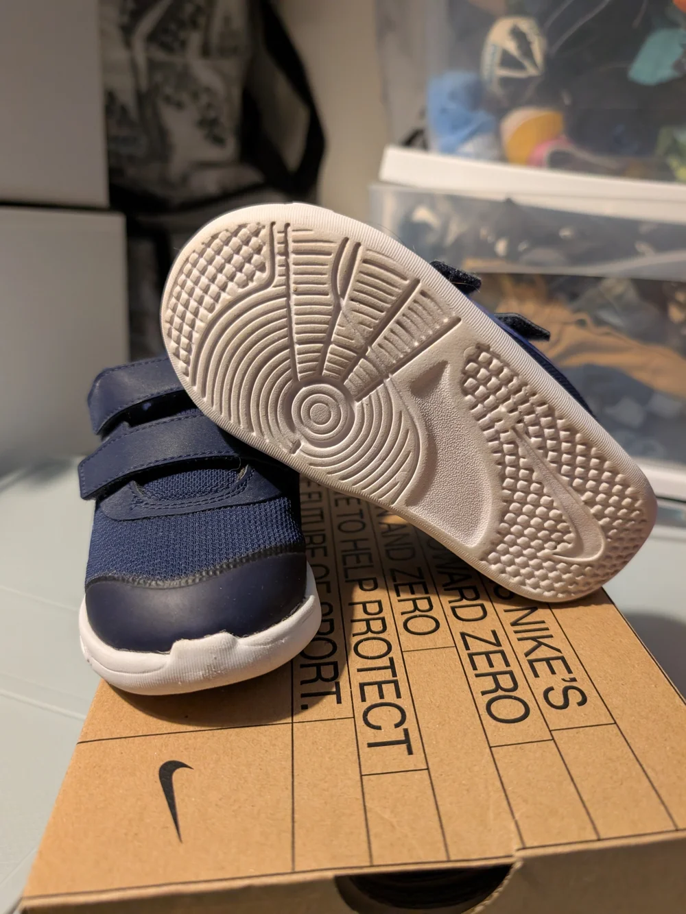 Kids Navy Blue Nike Sneakers with Hook-and-Loop Straps